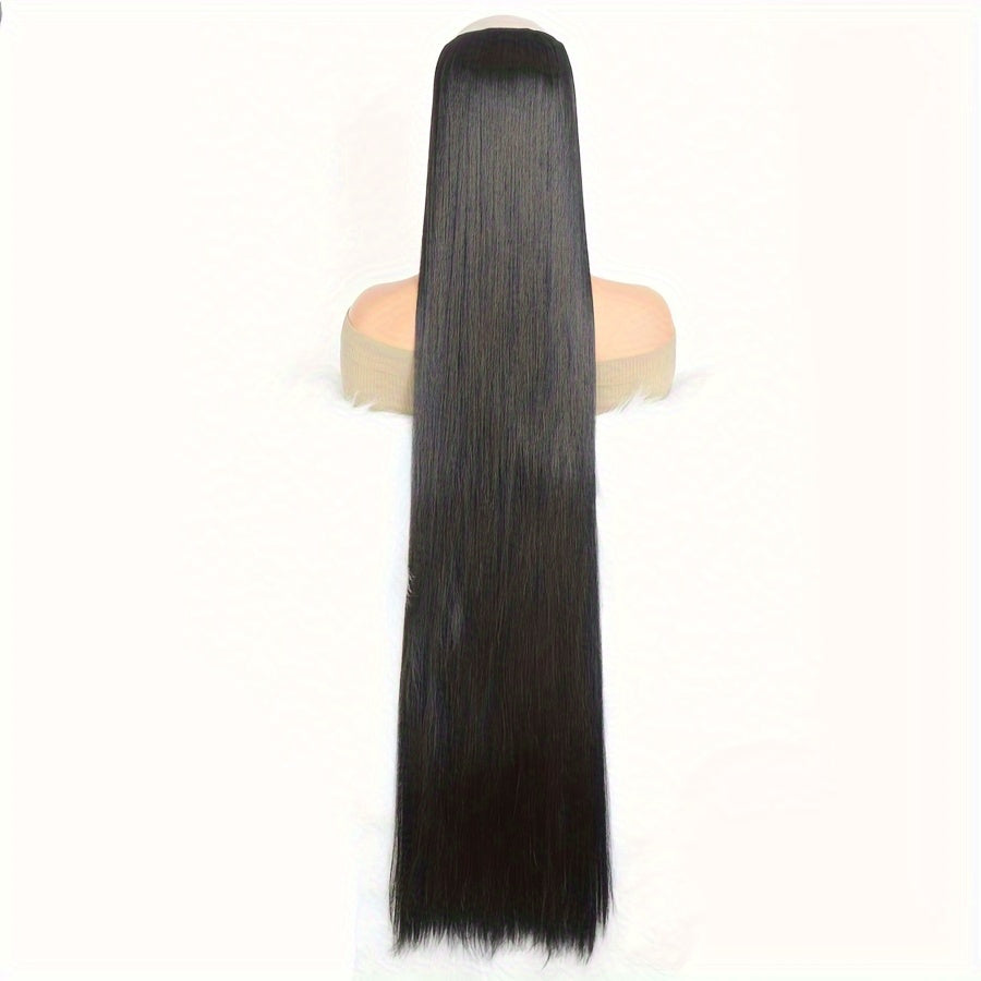 Women Synthetic Hair Extensions Clip-In Long Straight Black Brown Blonde 50-100cm