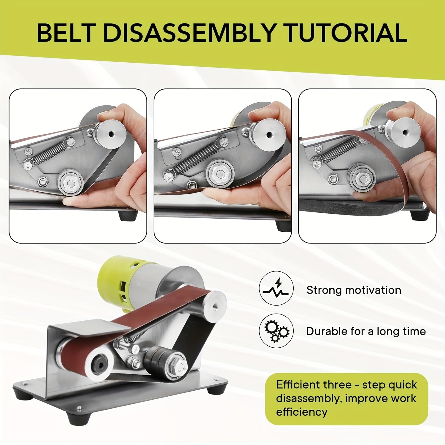 Mini Belt Sander with 7 Adjustable Speeds for Metal and Wood Grinding
