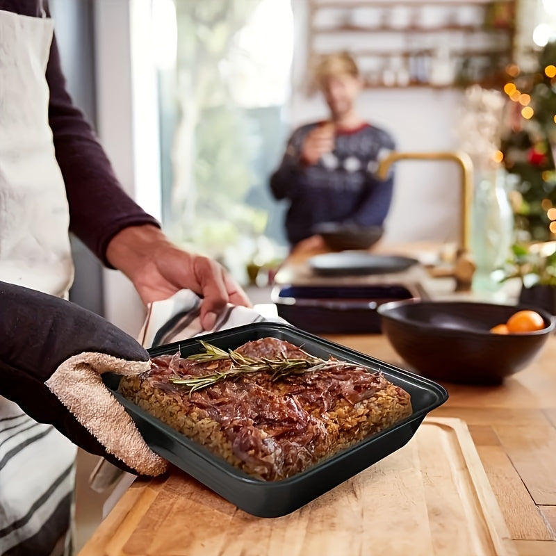 Set of Three Black Square Non-Stick Baking Pans for Cakes and Desserts