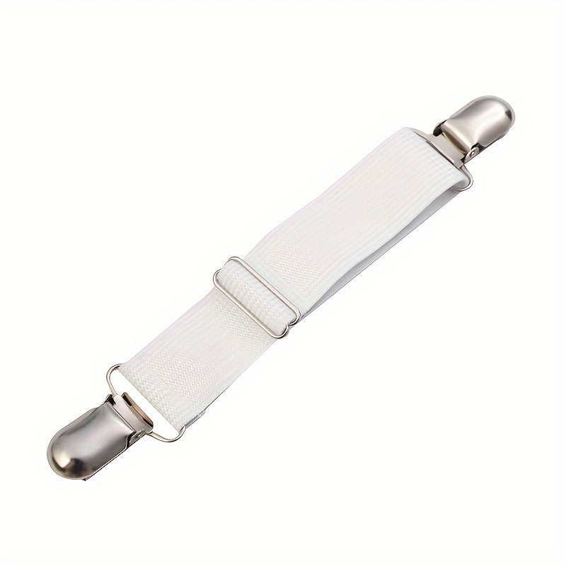 White Adjustable Bed Sheet Clips Set of 4 Non-Slip Sofa Bedding Grippers
