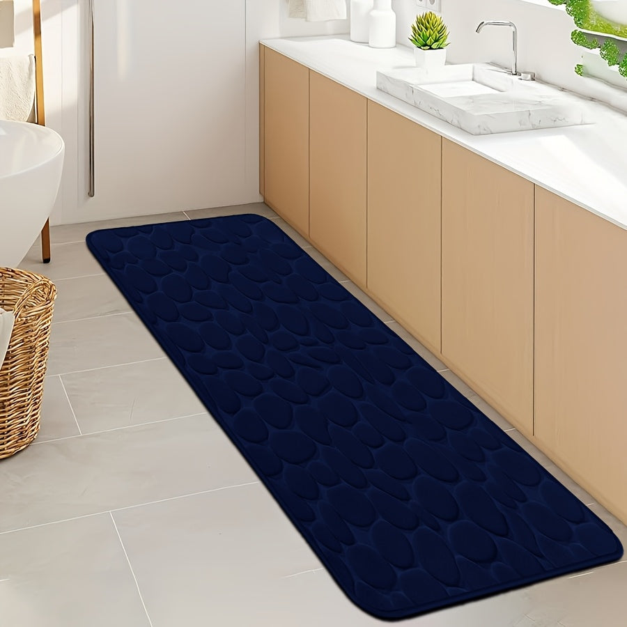 Quick-Dry Pebble Bath Mat Non-Slip Sponge Floor Mat for Bathroom Kitchen Laundry Bedroom