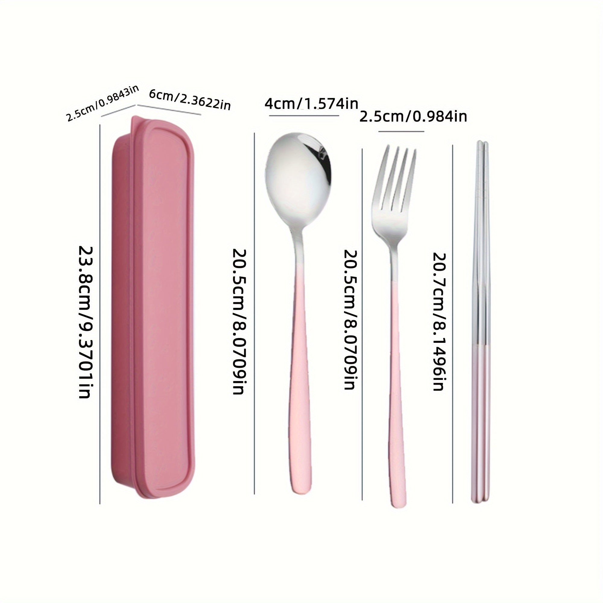 Set of 4 Stainless Steel Portable Cutlery with Reusable Box Fork Spoon Chopsticks for Camping Outdoor Dining