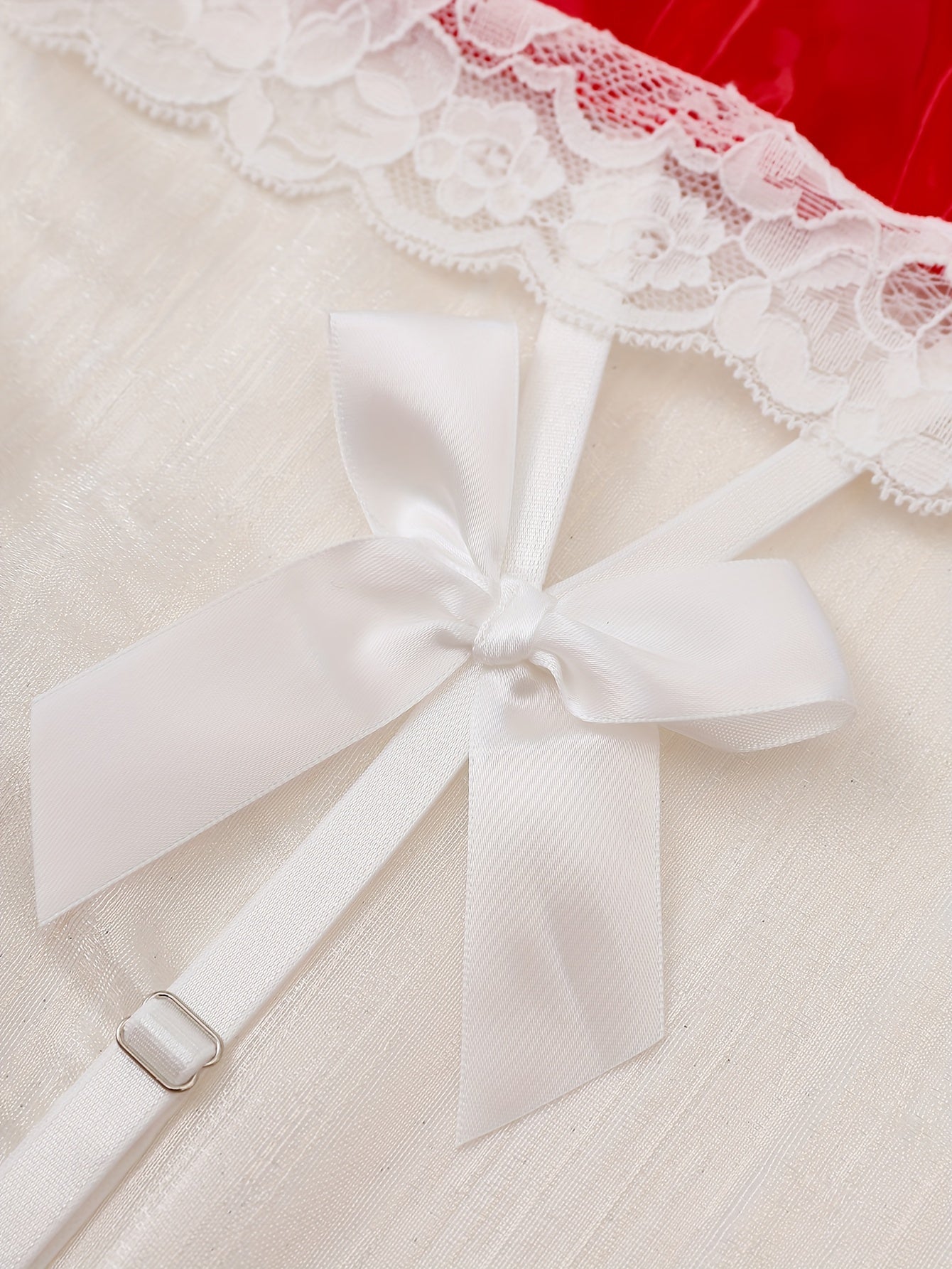 Plus Size Women's Lace Bow Front Lingerie Dress with Apron Costume