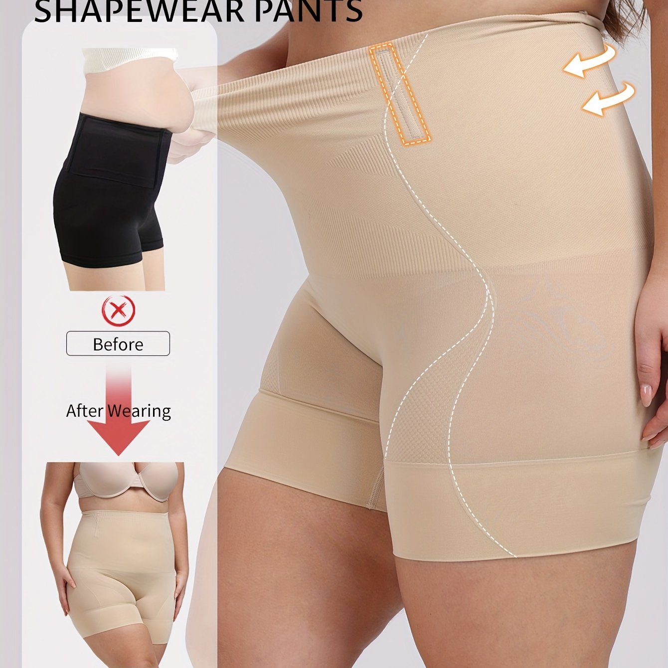 Women's Plus Size Seamless Shapewear Panties Tummy Control Butt Lift Nylon Spandex