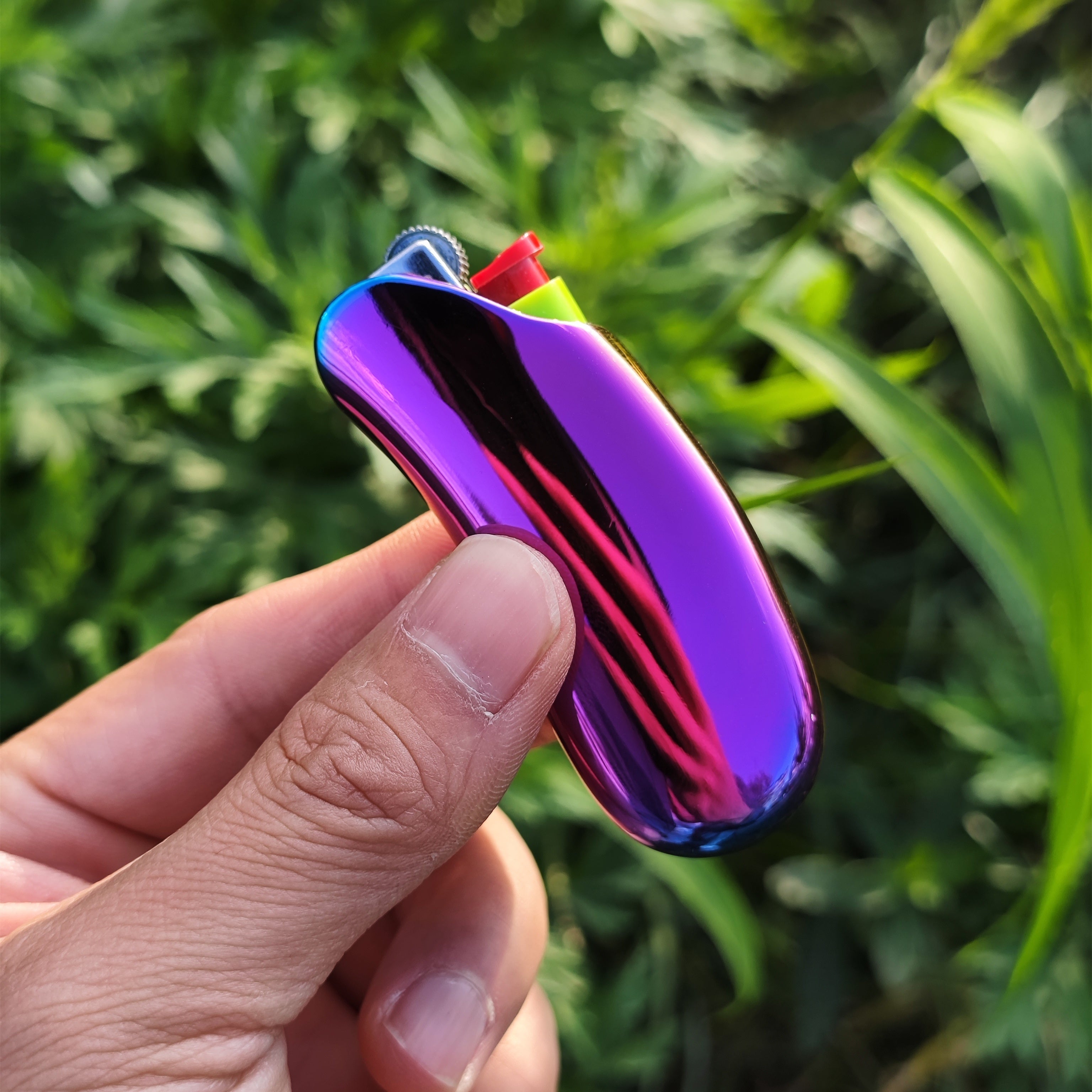 Men's Metal Lighter Cover Sleeve Pocket Elegant Silver Full Size Holster