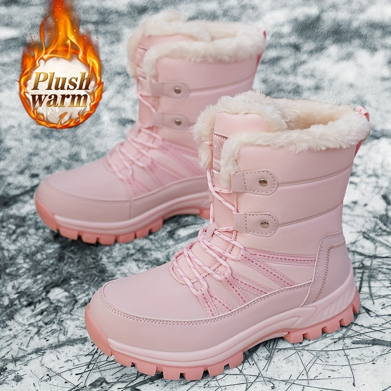 Women’s Snow Boots Platform Lace Up Plush Warm Anti-Slip Winter