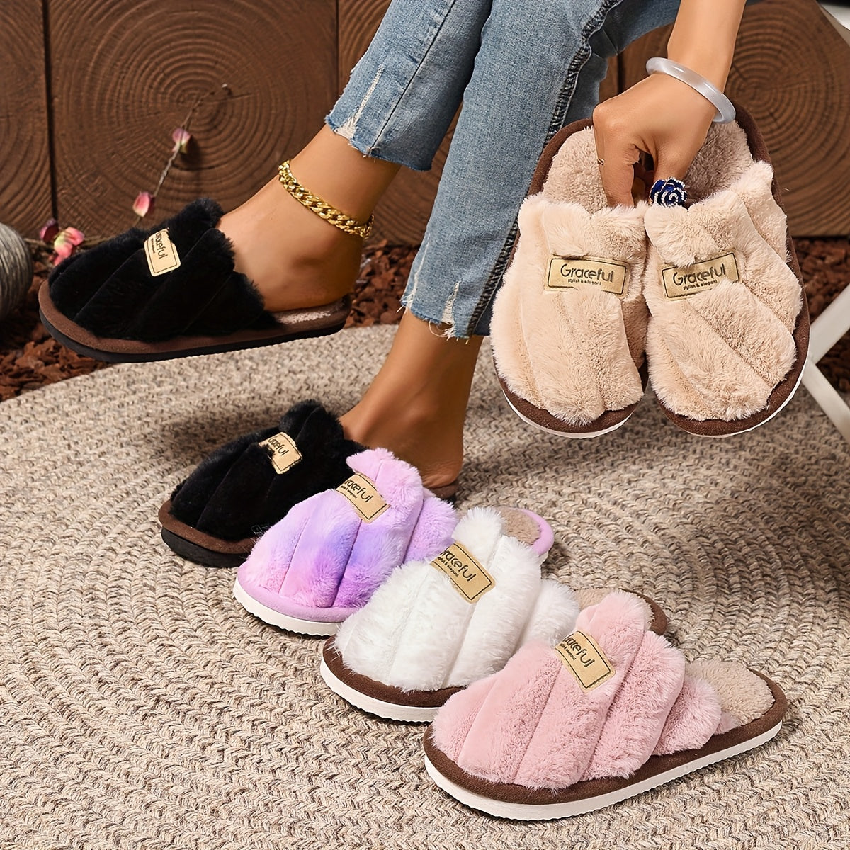 Women's Plush Fleece Slippers with EVA Sole Indoor Outdoor Cozy Warm