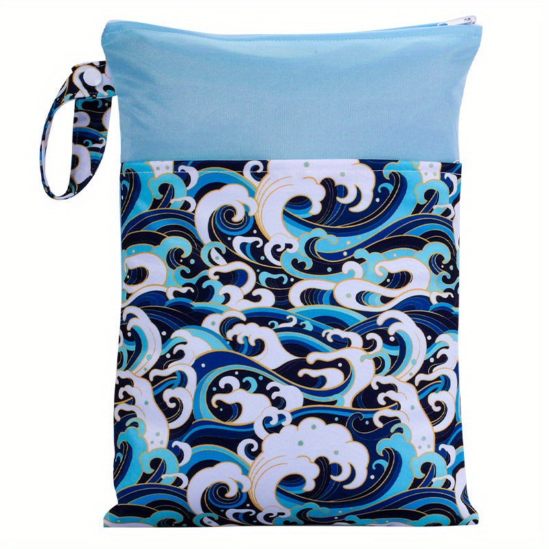 Reusable Waterproof Wet Bag with Double Pockets Cloth Handle 24.99x35cm