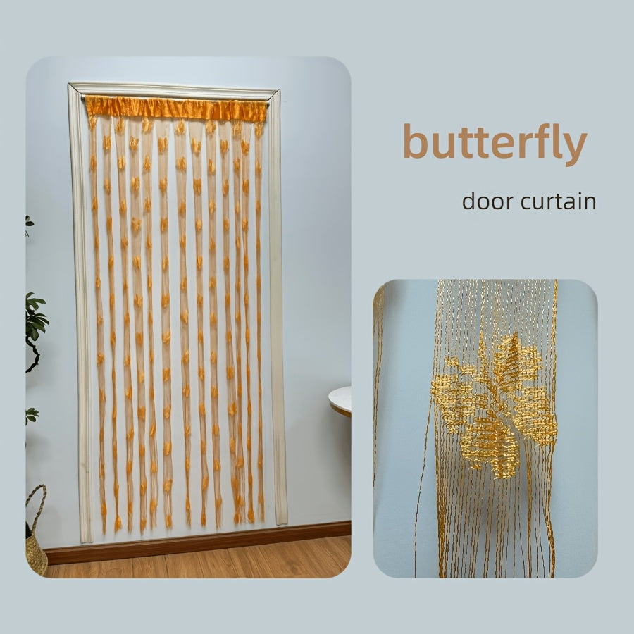 Sheer Curtain with Vibrant Orange Yellow Butterfly Floral Pattern Lightweight Polyester Rod Pocket for Living Rooms Hotels