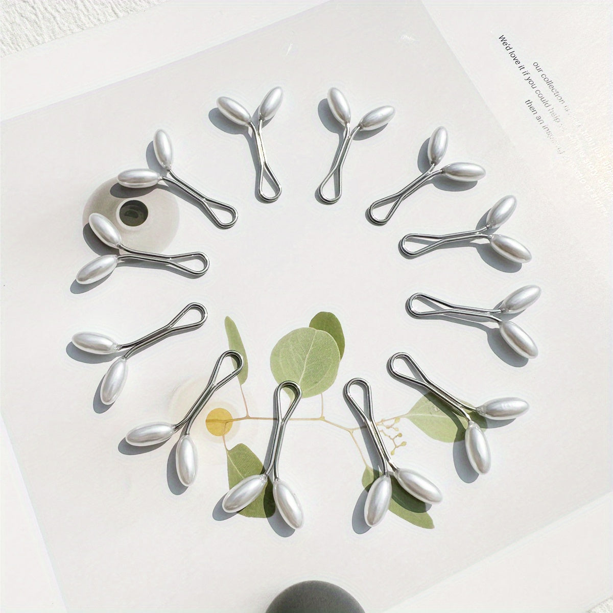 Set of 12 Faux Pearl Bead Scarf Buckles for Muslim Hijab Accessories