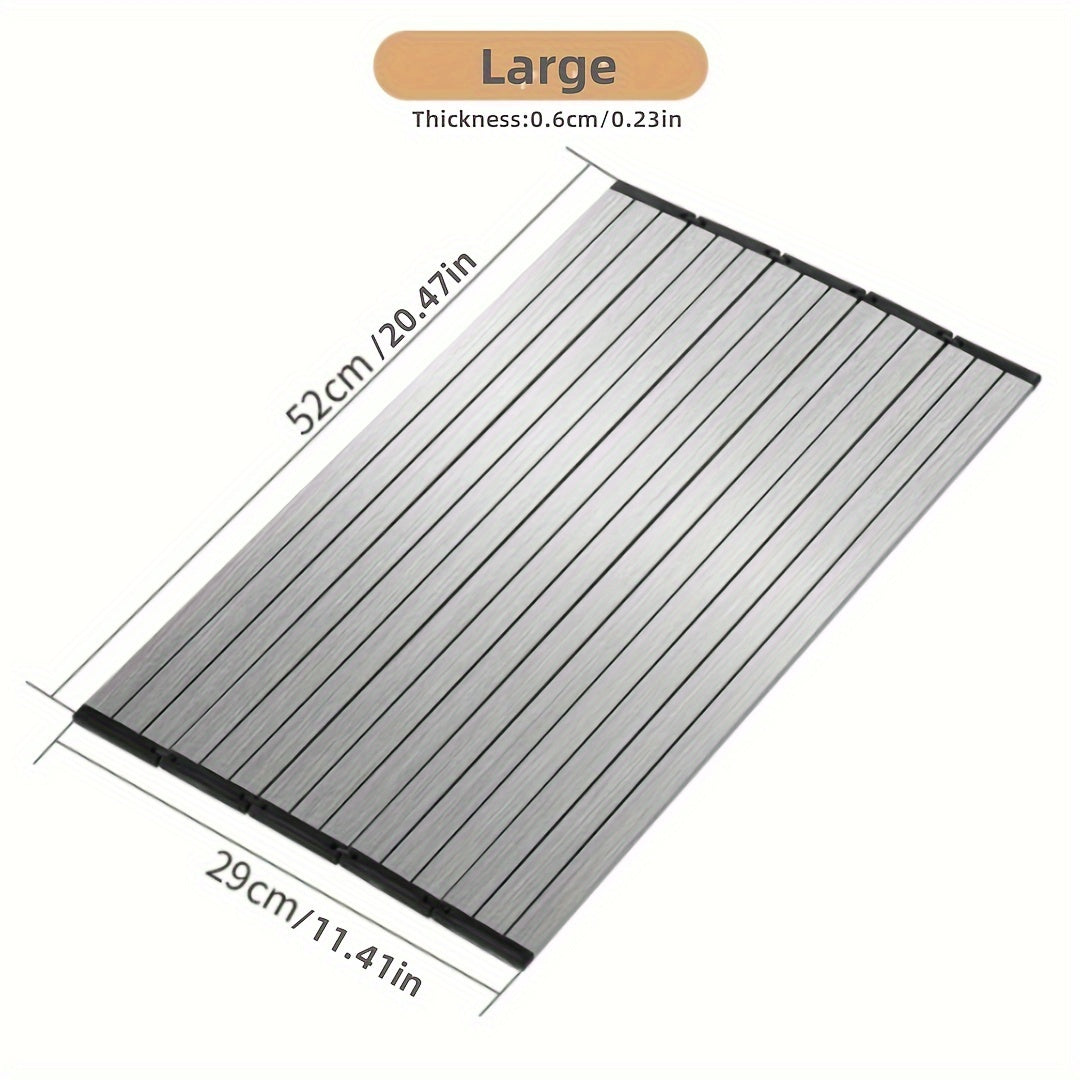 Stainless Steel Foldable Cutting Board with Drain Rack, Non-Slip, Double-Sided