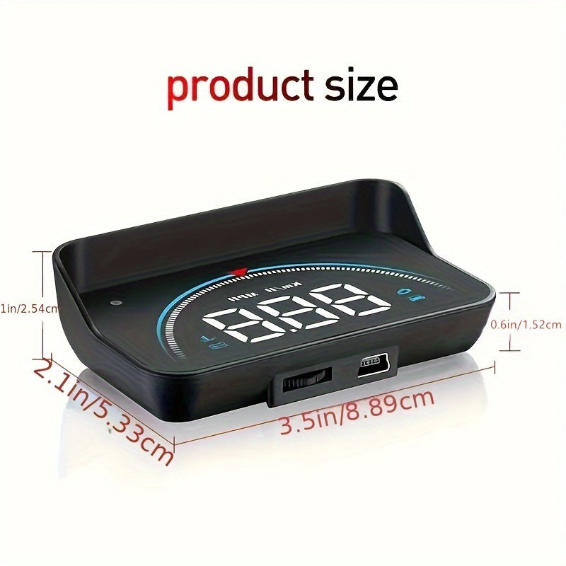 Car Heads-Up Display HD Portable Projector for Vehicles Speed Temperature Alarm
