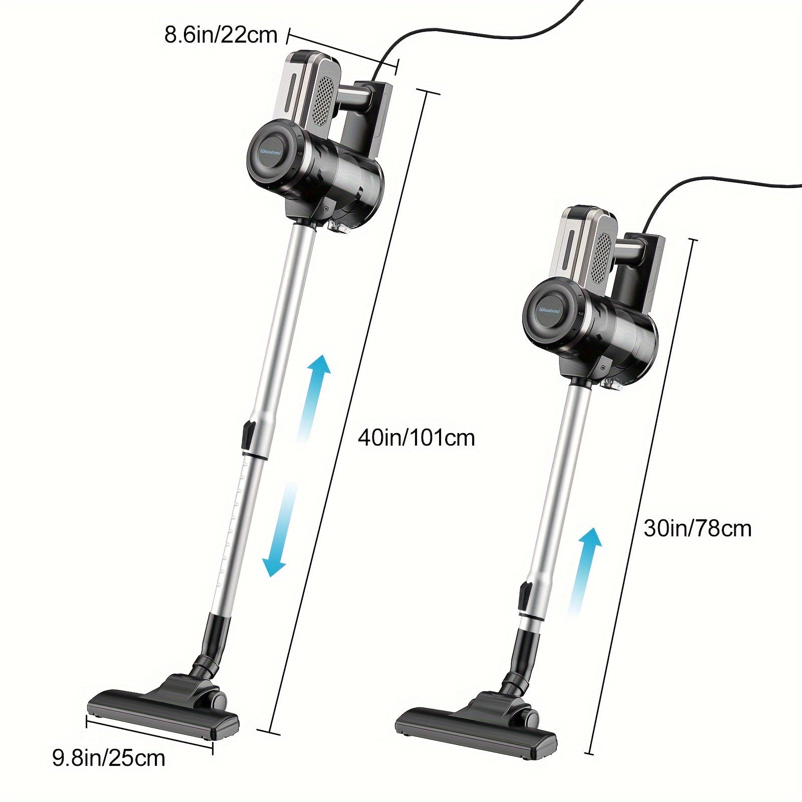 Corded Upright Vacuum Cleaner with 600W Power and 18KPa Suction