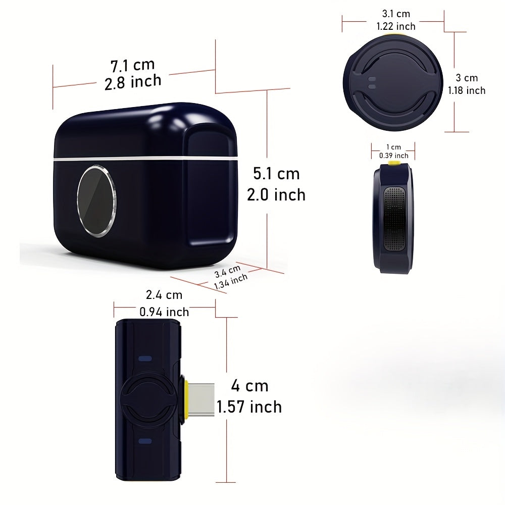 Профессиональный беспроводной микрофон-колокольчик с 2 комплектами и зарядным кейсом, шумоподавление, совместим с Android/iPhone, 15 режимов захвата, 60 часов работы от батареи, подходит для интервью.