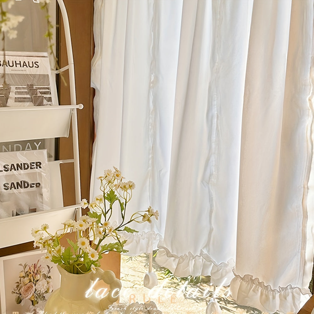 Cortina de terciopelo con patrón de ondas y bolsillo para barra para filtración de luz y decoración del hogar