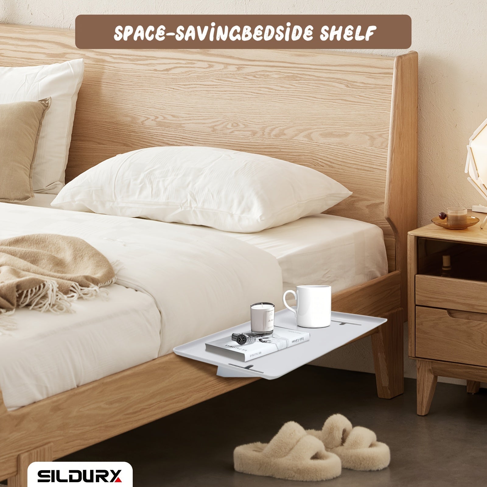 Mesita de noche de plástico con gestión de cables organizador de mesita de noche negro o blanco