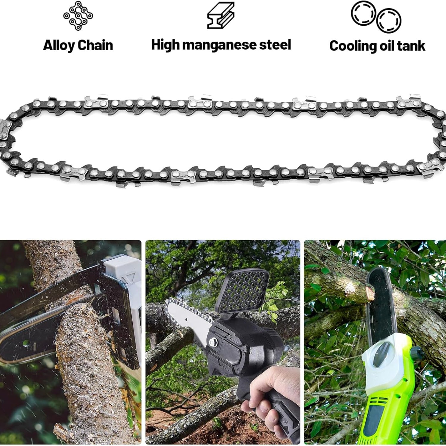 Set of 3 6-Inch Metal Chainsaw Chains for Portable Chainsaw Branch Cutting Gift for Men