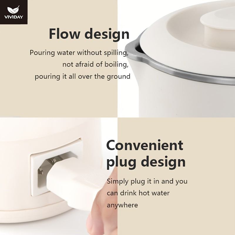 Compact Stainless Steel Travel Electric Kettle with Auto-Adjustable Temp