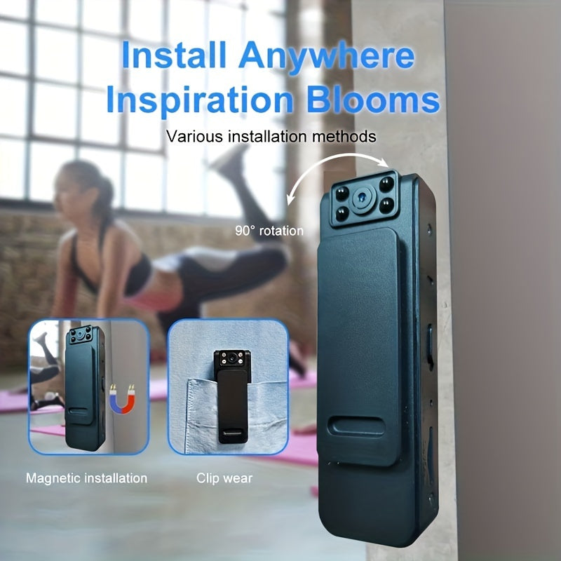 1 шт. Носимый Full HD видеорегистратор с ночным видением, сенсорным управлением, USB питанием, портативная мини-камера с микрофоном, перезаряжаемая батарея, длительная запись - без WiFi, карта памяти не включена