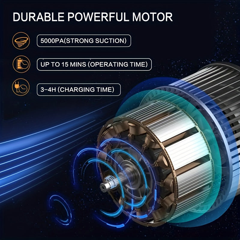 7-Piece Cordless Handheld Vacuum Cleaner Set for Home and Car Cleaning with Strong Suction