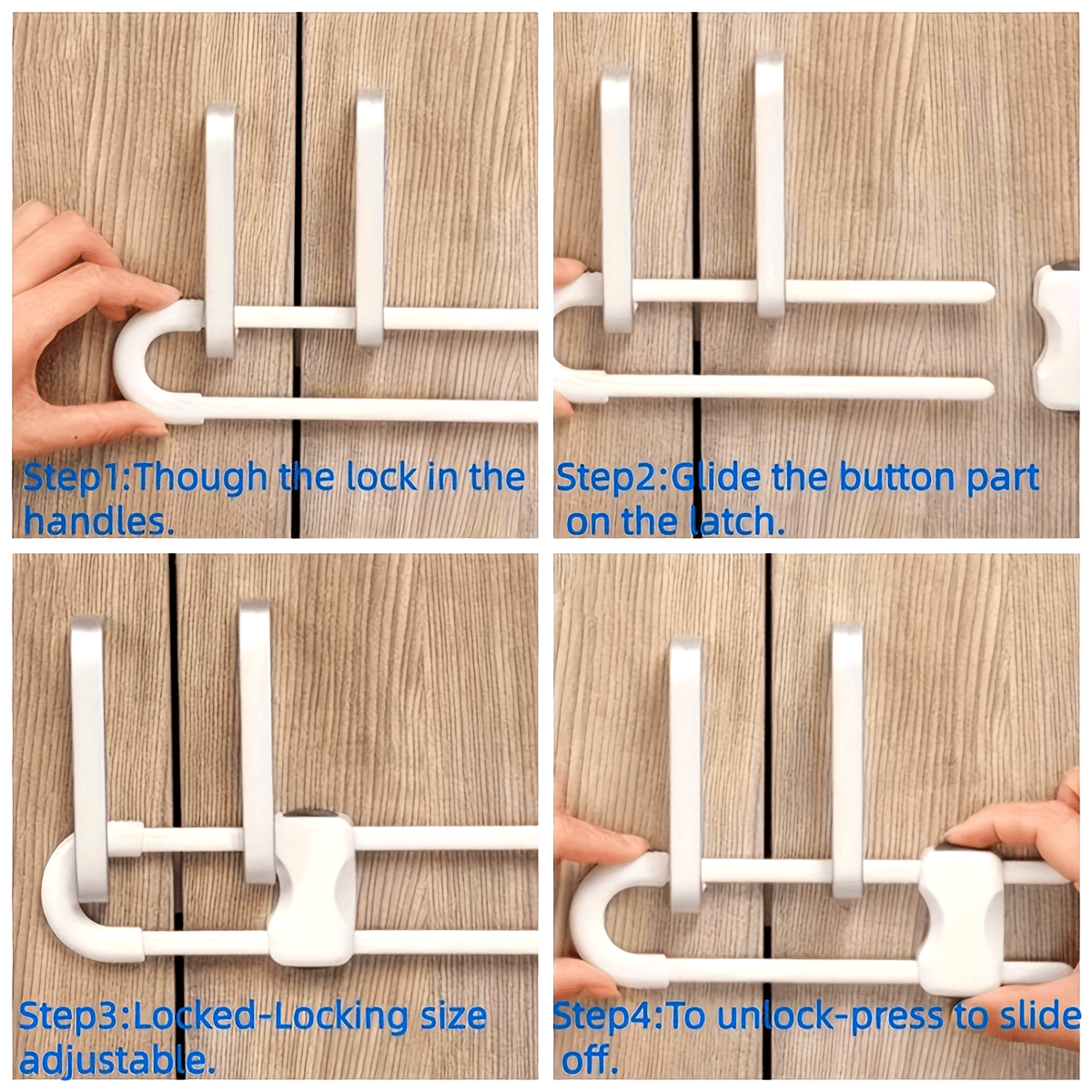 Childproof Cabinet Locks, Adjustable U-Shaped Latches for Kitchen and Bathroom