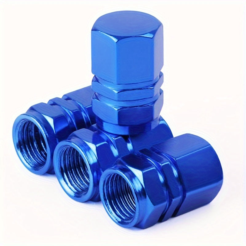 Set of 4 Aluminum Alloy Tire Valve Caps for Cars and Motorcycles