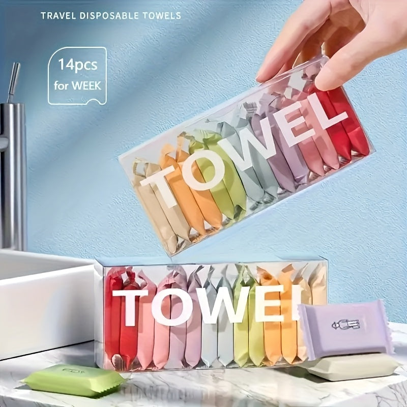7/14 Pieces Portable Compressed Disposable Towels Thickened Facial Tissues for Travel and Home