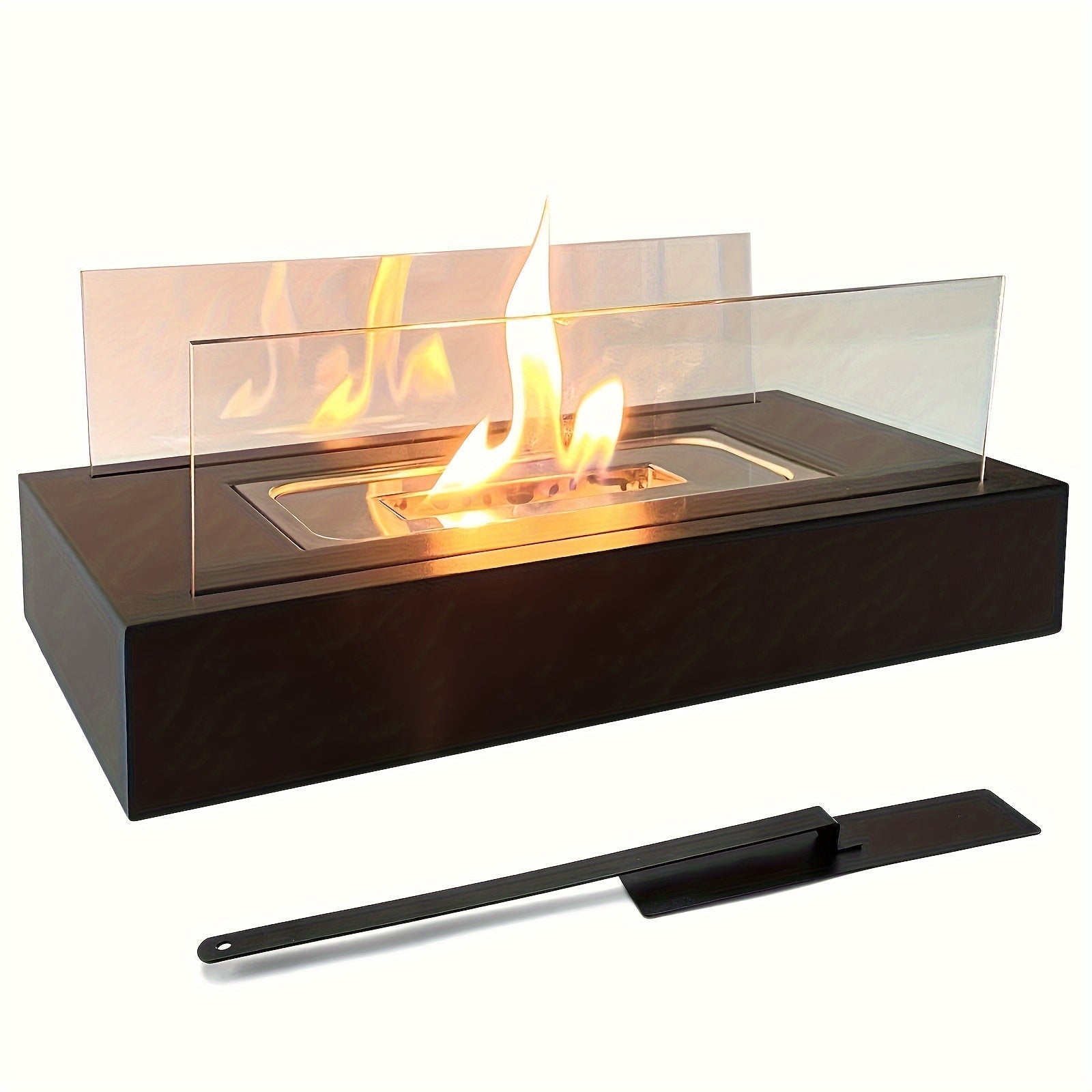 Универсальный металлический камин для внутреннего и наружного использования, который можно использовать на террасе, балконе или в гостиной. Уютная настольная очаговая чаша с галькой