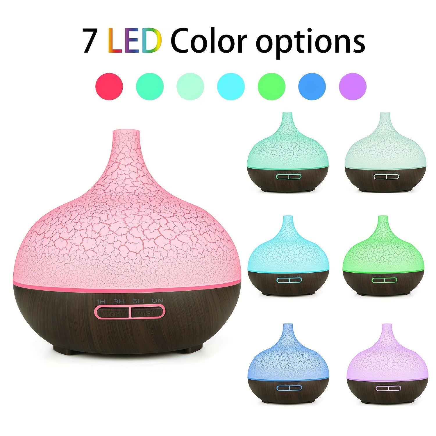 550ml Ultrasonic Aroma Diffuser with 7 LED Colors and Timer for Home Office