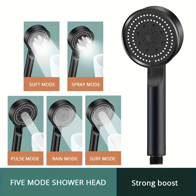 Water-Saving Hand Shower with 5 Modes Adjustable Spray Wall-Mounted Plastic Accessory
