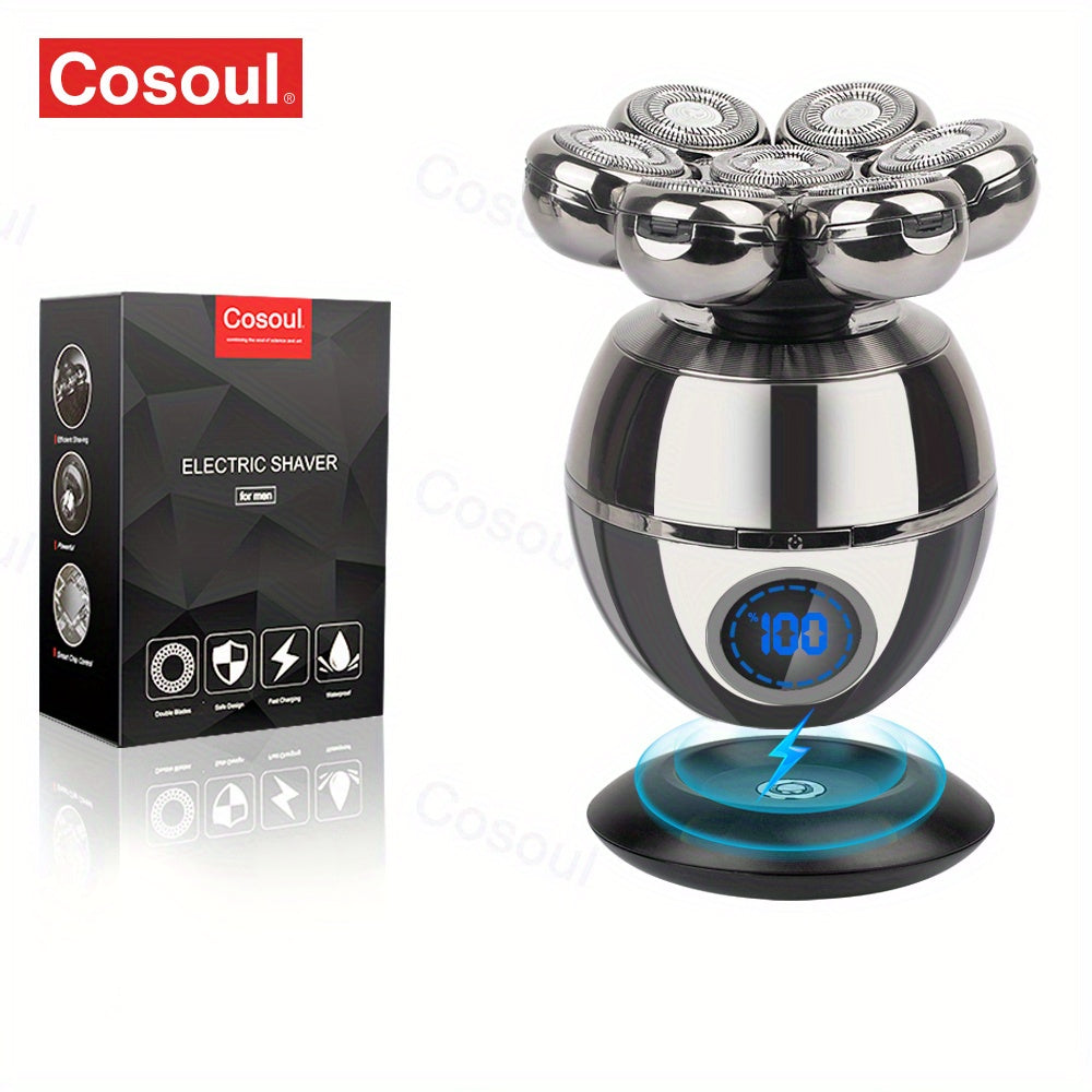 Electric shaver for bald men with 7 attachments 5-in-1 nose hair trimmer facial cleaner