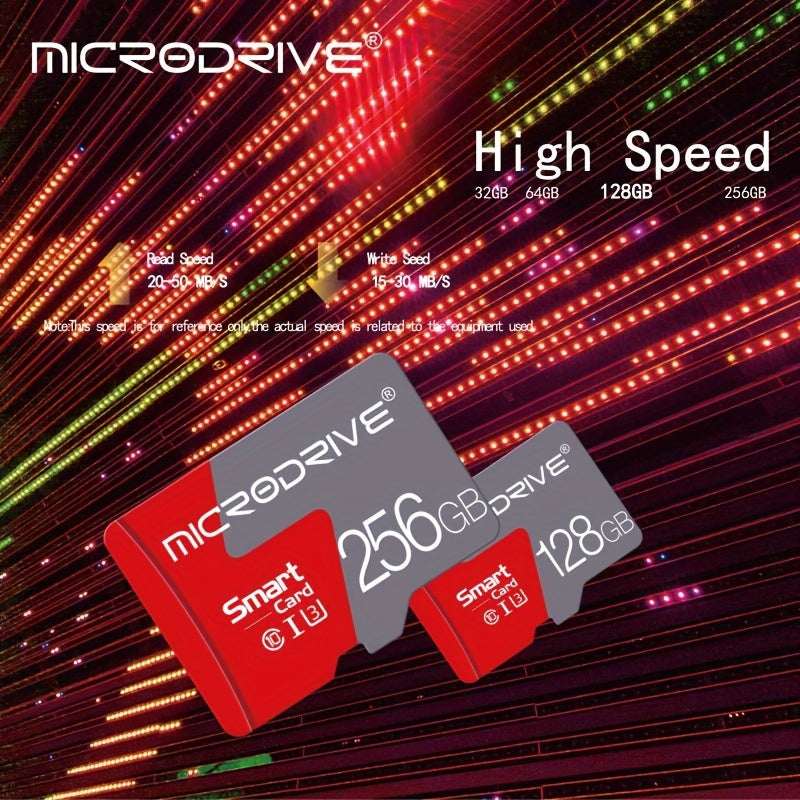 High Speed Class 10 MicroSD Card with SD Adapter 16GB to 256GB U3 for Smartphones Cameras DVRs