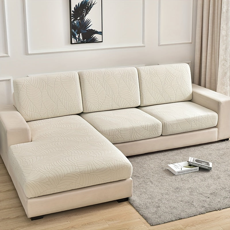 Waterproof Sofa Cover with Large Leaf Jacquard Design All-Season Dust Spill Protection Durable Washable
