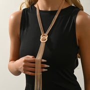 Collar de mujer de acero inoxidable con borla y brillo, ajustable, regalo para novia