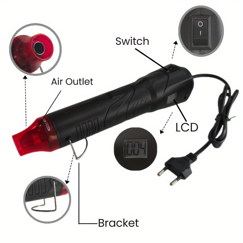 Mini 300W Hot Air Gun with Digital Display for Epoxy Resin Bubble Removal Drying and Shrink Packaging