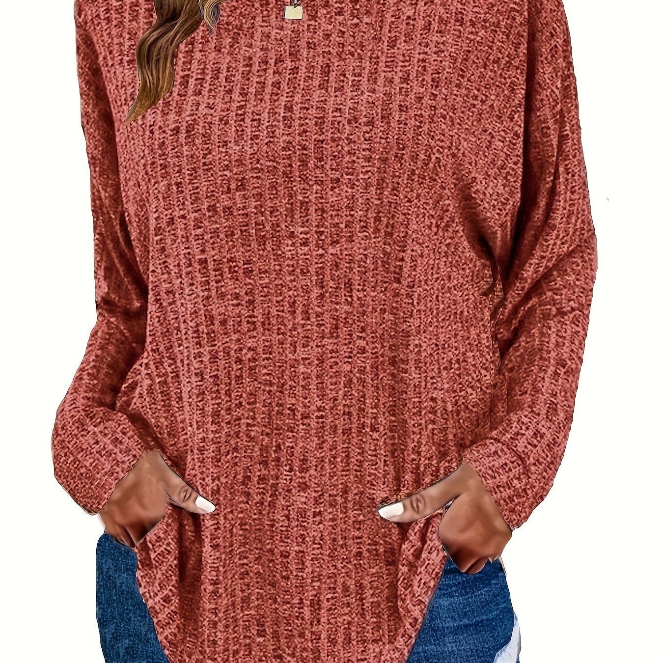Plus Size Women's Cozy Long Sleeve Pullover Sweater Fall Winter Layering