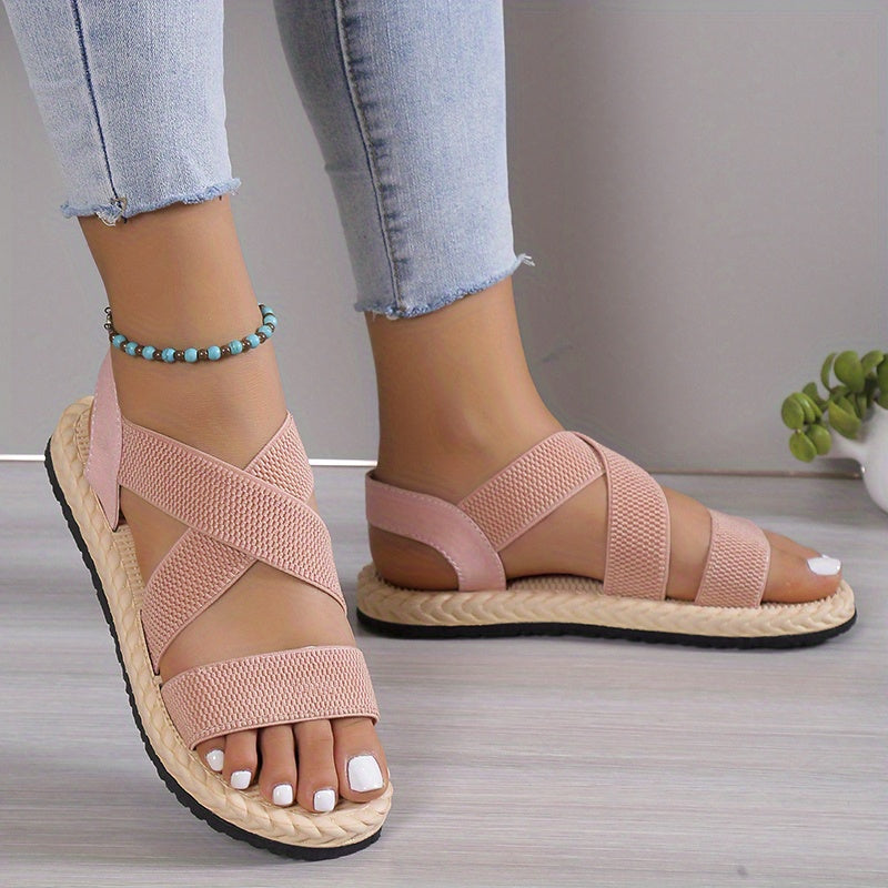 Women Casual Flat Heel Sandals Ankle Strap Slip-On Summer Beach Shoes