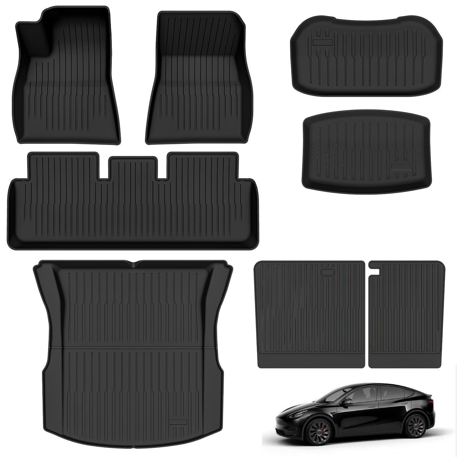 All-Weather TPE Floor Mats Set for Tesla Model 3 with Trunk and Backseat