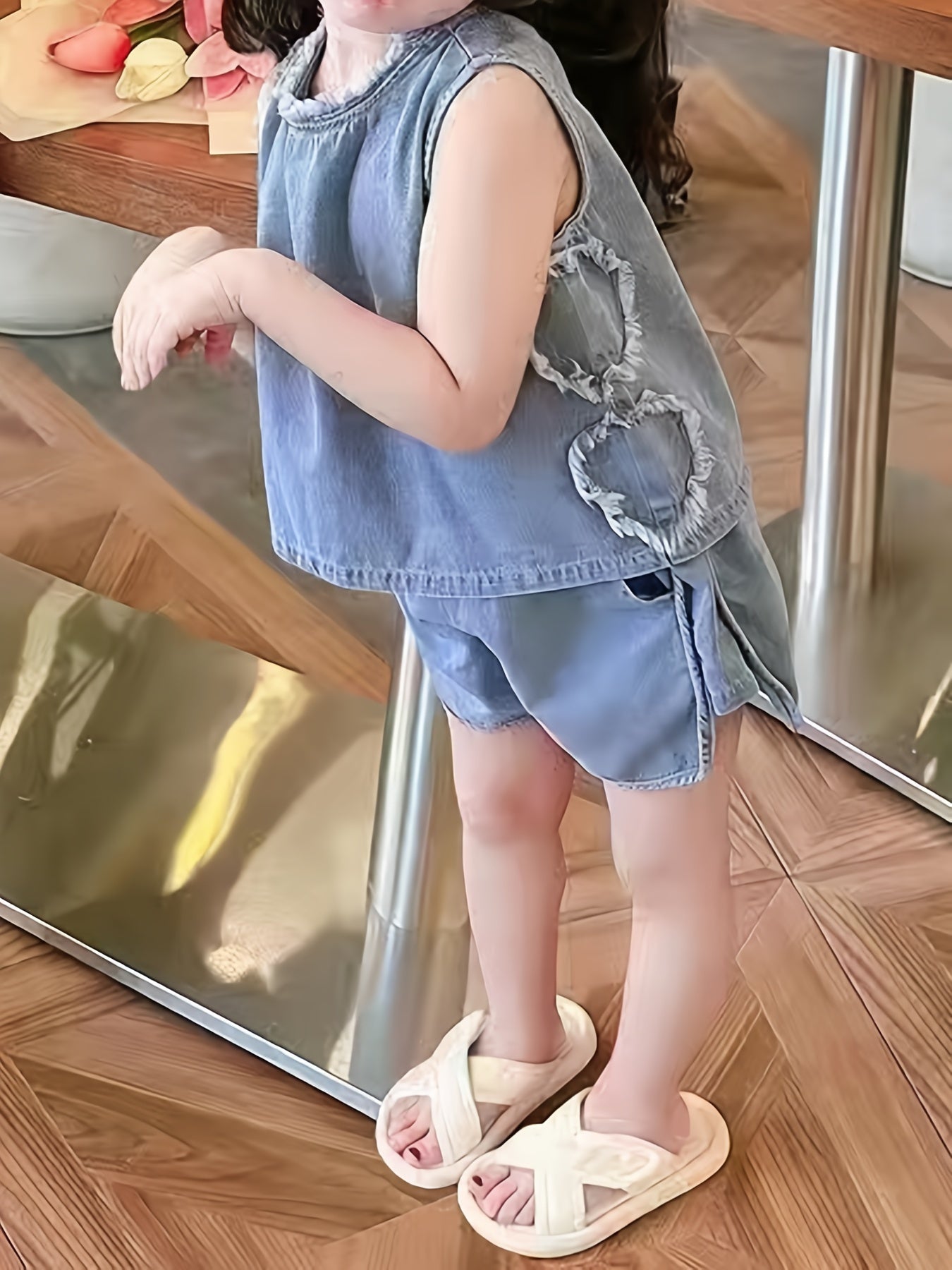 Летний комплект для девочек: майка и шорты, без рукавов, для прогулок на улице