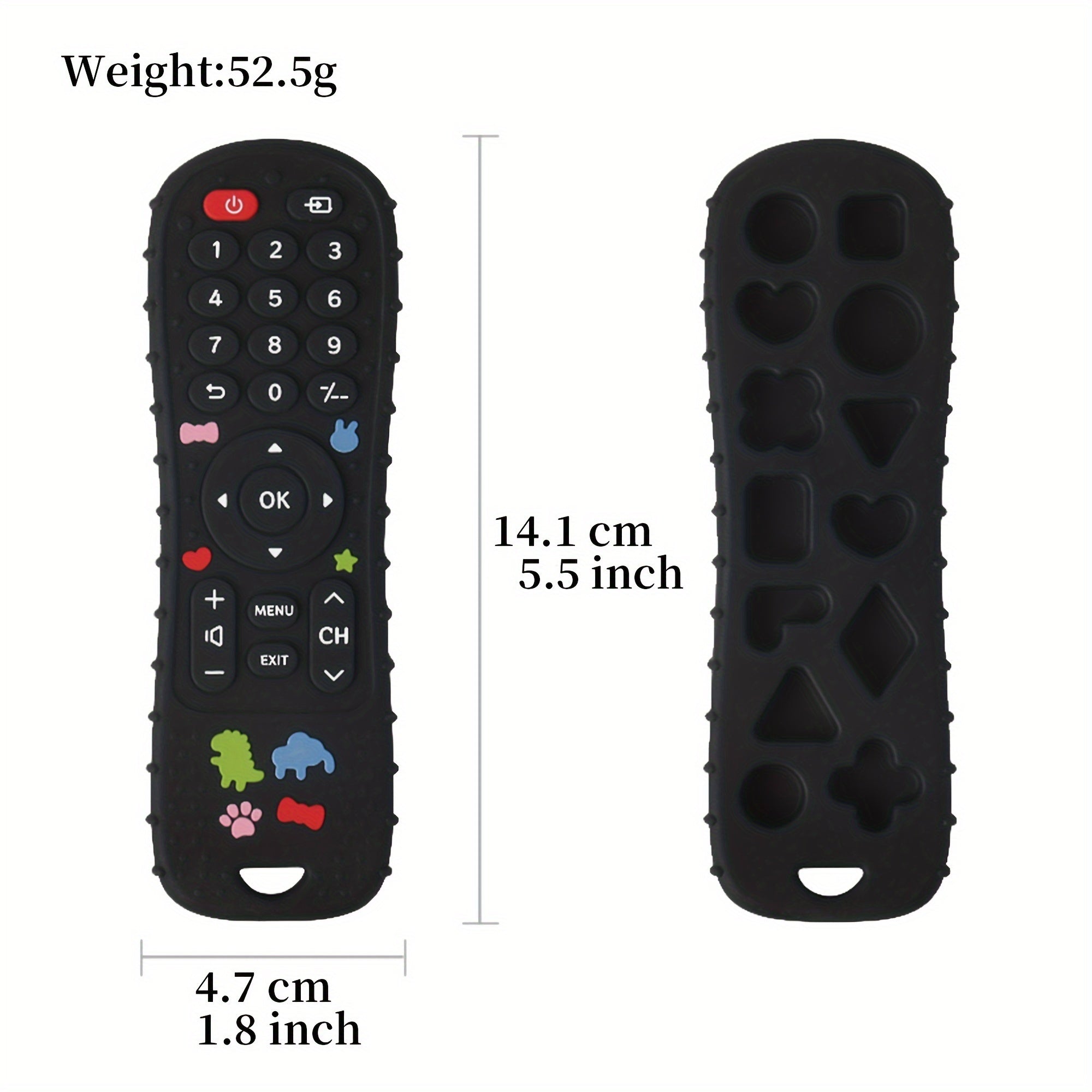 Silicone Teething Toy for Babies 0+ Remote Control Shape Cartoon Black