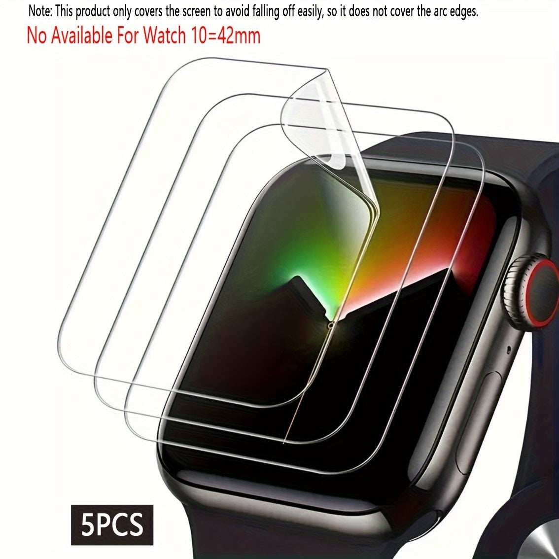 5-Pack TPU Hydrogel Screen Protectors for Apple Watch Series 9/8/7/6/5/SE/3/2 & Ultra 38-49mm Waterproof Hardness 9H