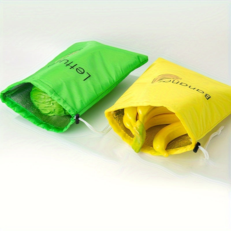 Yellow Banana and Green Vegetable Storage Bags Set for Fresh Keeping Kitchen Organizer