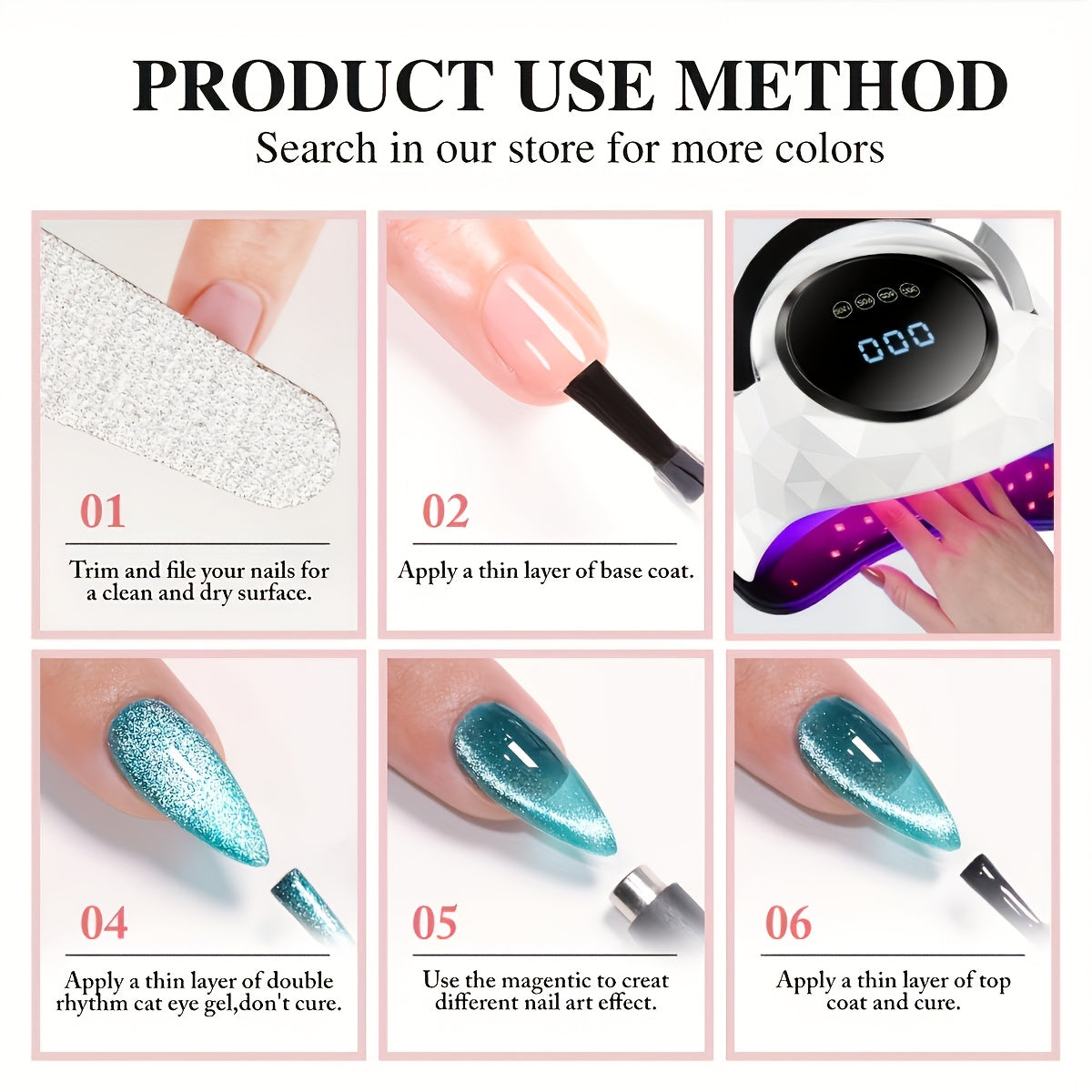 Women White Porcelain Cat Eye Nail Polish Gel with Magnetic Effect