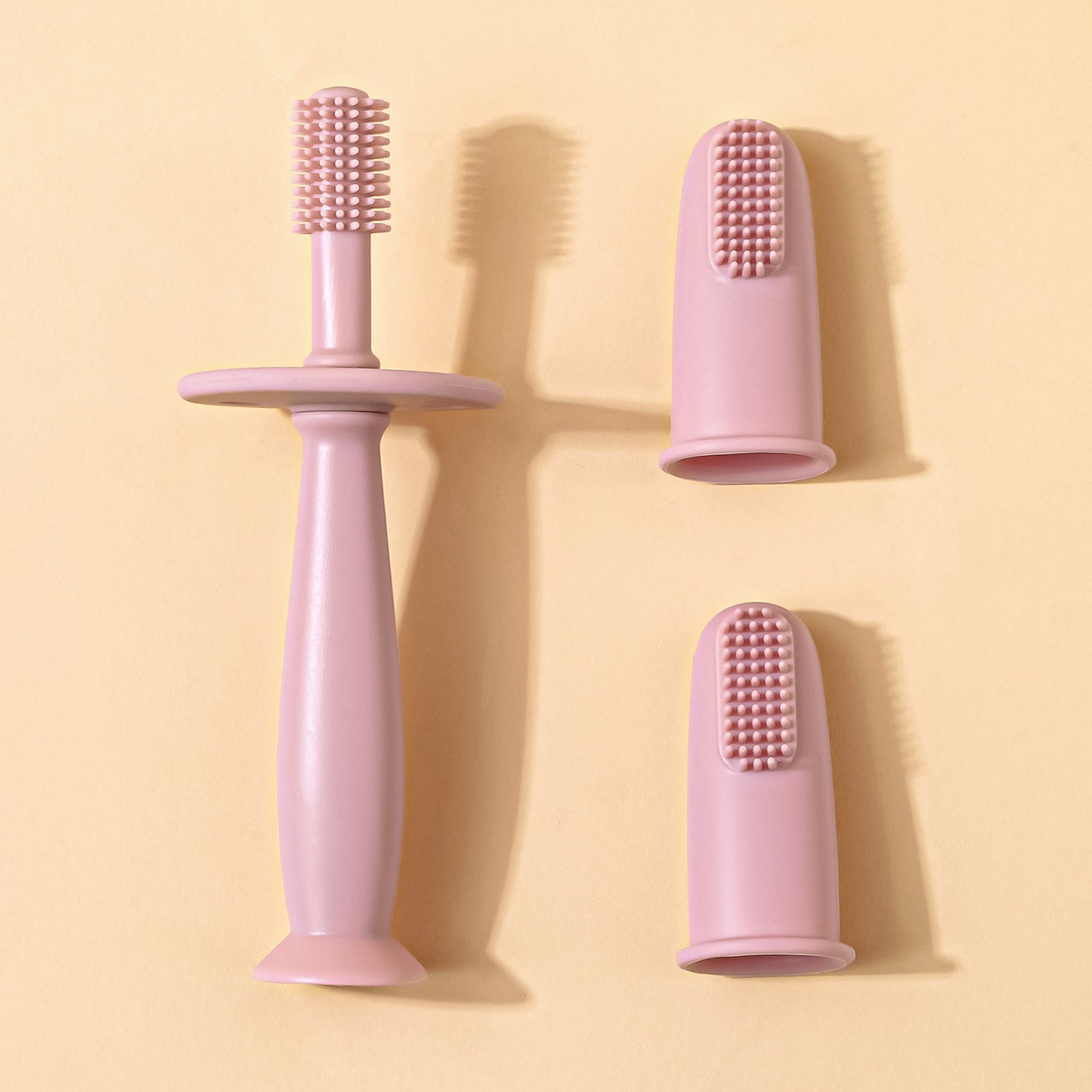 Baby Toothbrush Set 2 Finger and 360° Suction Silicone Baby Toothbrushes for Infants