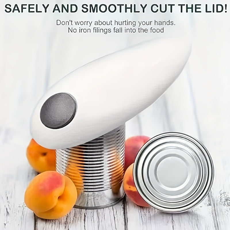 Silliq oq elektr can ochgich, yumshoq chekkalar bilan, uy va tabiatda sayohat uchun xavfsiz va samarali. Quvvatli batareya bilan ishlaydi, temir bo'laklari yo'q. Sayohat va zamonaviy oshxona asbobi uchun muhim. Silliq