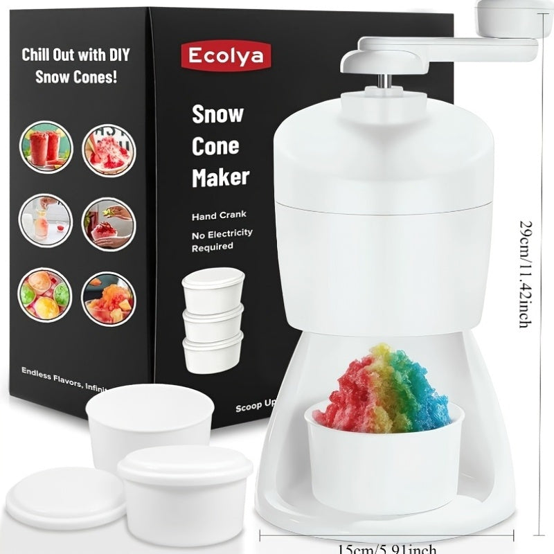 3 ta muz bloklari uchun qoʻlda ishlovchi qor koni tayyorlagich. Uy sharoitida foydalanish uchun ideal, bolalar va kattalar uchun mukammal. Slush va smuzilar uchun oson muz maydalash.