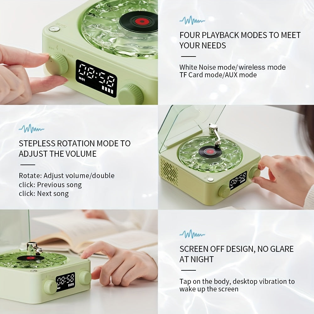 Vinyl Record Player with Wireless Speaker and Ocean Wave Lights for Music Lovers