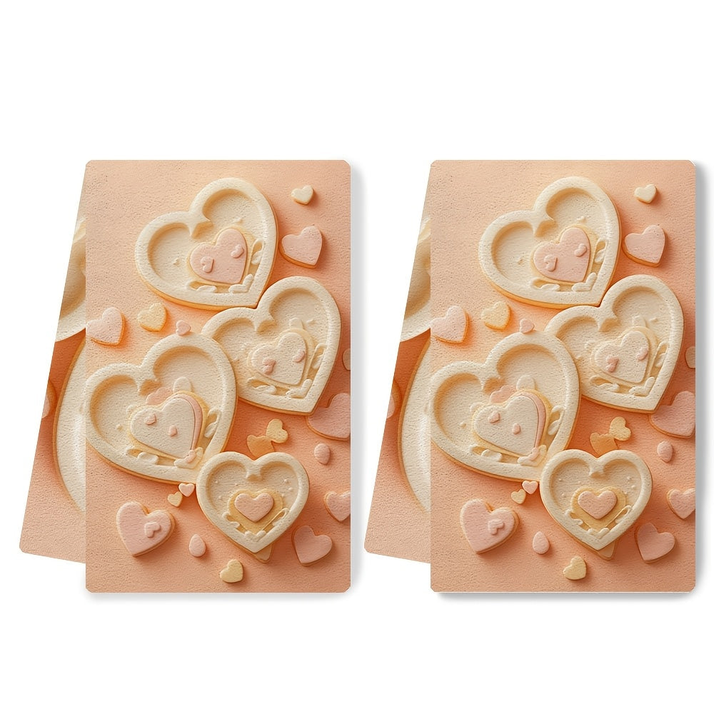 Set of 2 Ultra-Soft Kitchen Towels and Love-Themed Cookie Cutters