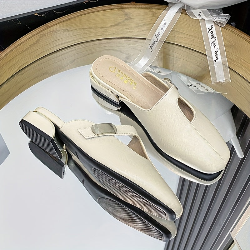 Women Mule Shoes Synthetic Cover Black White Pointed Toe All-Season