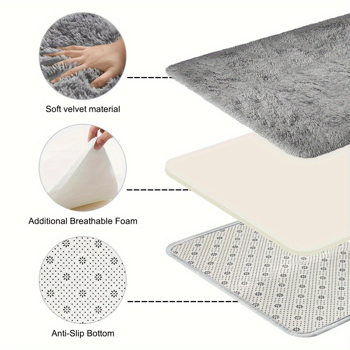 Alfombra de cuadros gris y blanca para sala de estar, dormitorio, baño, tapete antideslizante para suelo